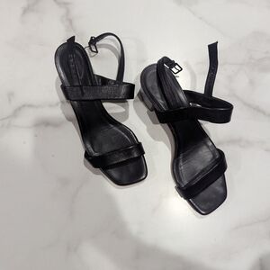 Everlane Double Strap Black Leather Sandals Sz 7.5